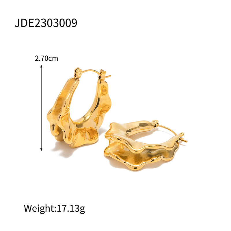 1 Pair Modern Style U Shape Irregular Stainless Steel Plating 18k Gold Plated Hoop Earrings