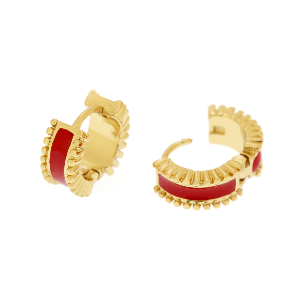 1 Pair Elegant Circle Copper Enamel Plating Gold Plated Hoop Earrings