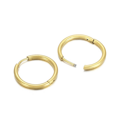 1 Pair Streetwear Solid Color Stainless Steel Hoop Earrings