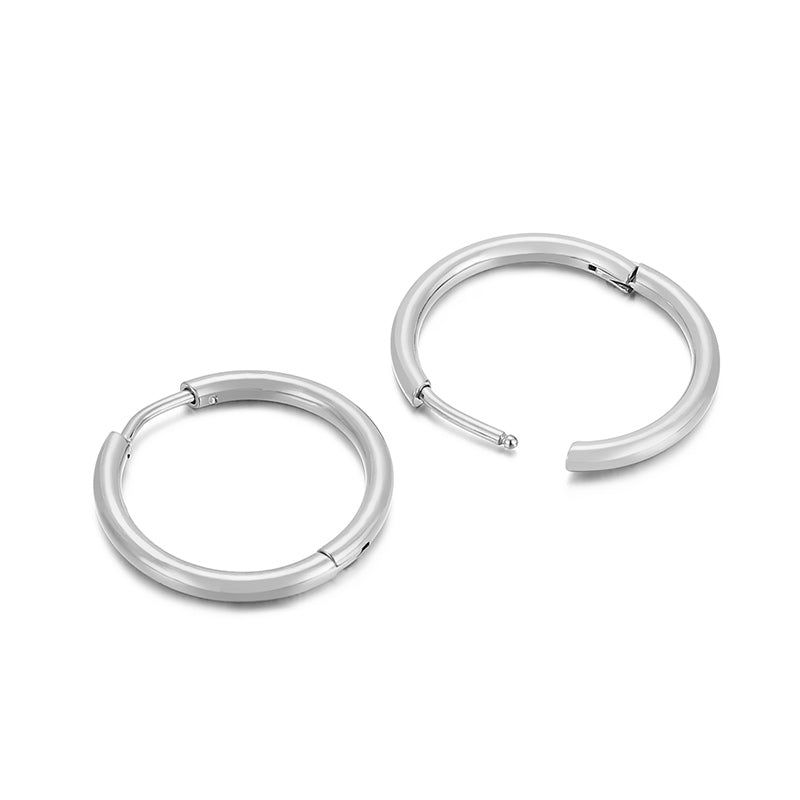 1 Pair Streetwear Solid Color Stainless Steel Hoop Earrings