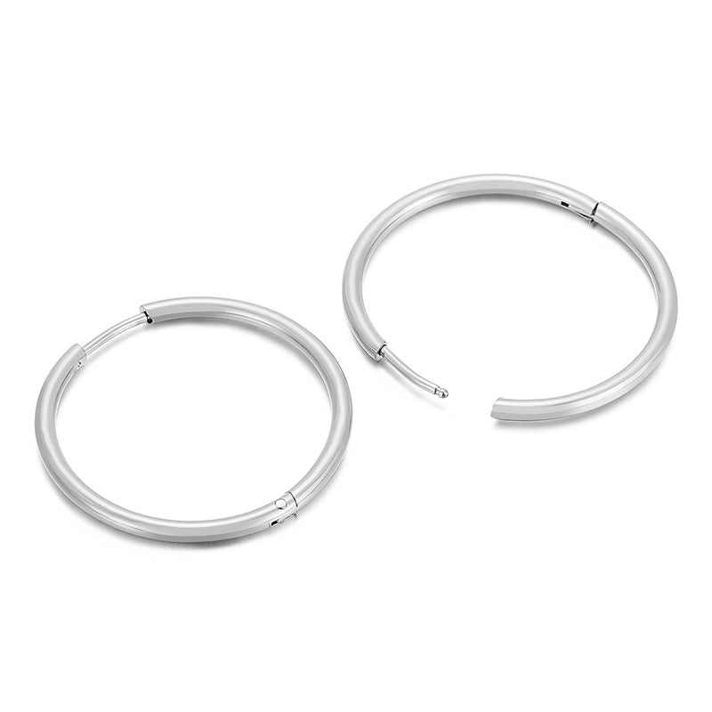 1 Pair Streetwear Solid Color Stainless Steel Hoop Earrings