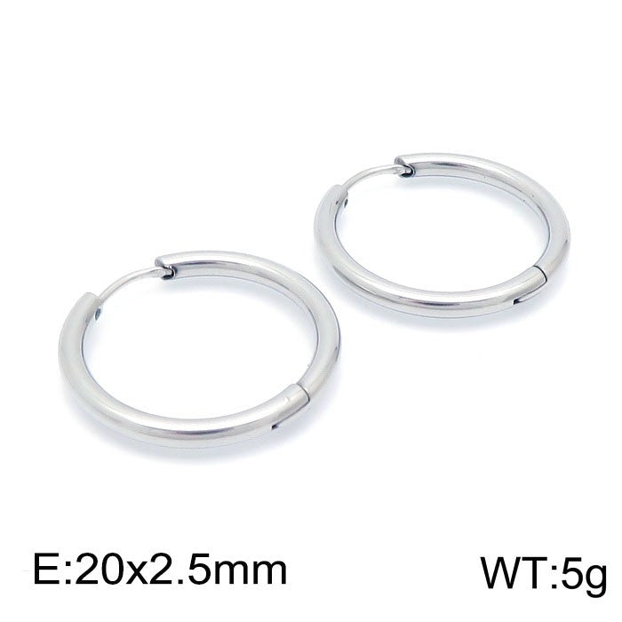 1 Pair Streetwear Solid Color Stainless Steel Hoop Earrings