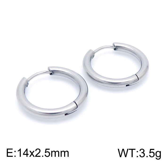 1 Pair Streetwear Solid Color Stainless Steel Hoop Earrings