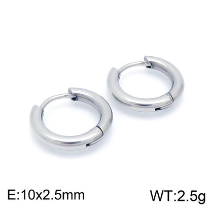 1 Pair Streetwear Solid Color Stainless Steel Hoop Earrings