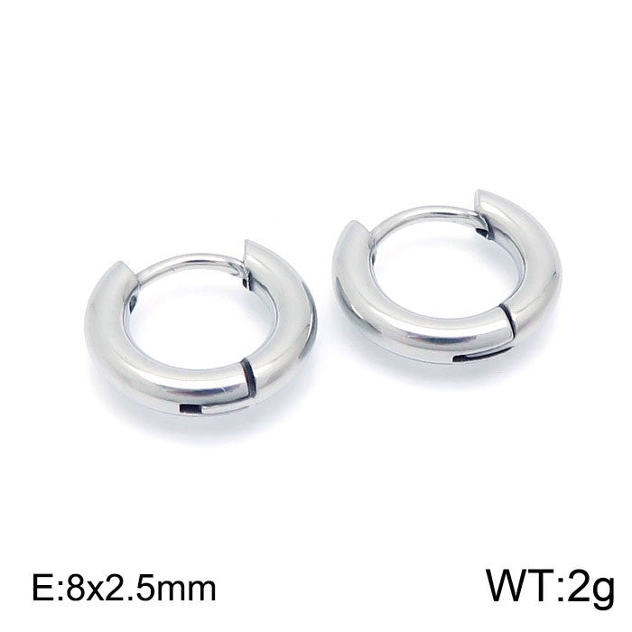 1 Pair Streetwear Solid Color Stainless Steel Hoop Earrings