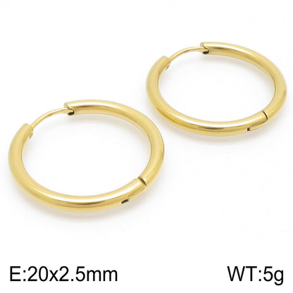 1 Pair Streetwear Solid Color Stainless Steel Hoop Earrings