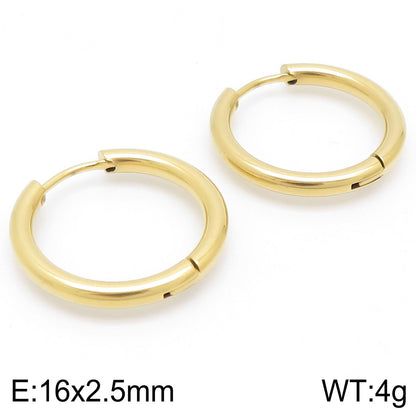 1 Pair Streetwear Solid Color Stainless Steel Hoop Earrings