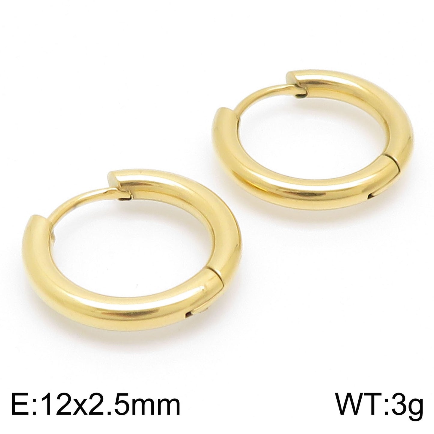 1 Pair Streetwear Solid Color Stainless Steel Hoop Earrings