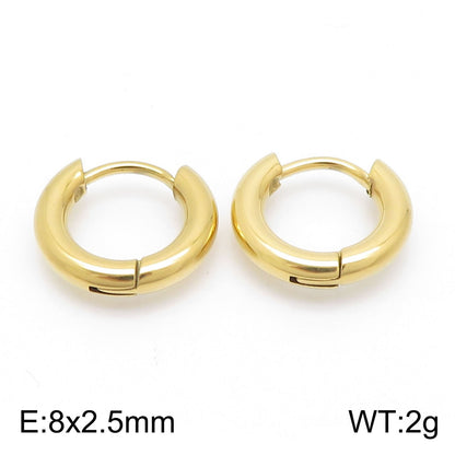 1 Pair Streetwear Solid Color Stainless Steel Hoop Earrings