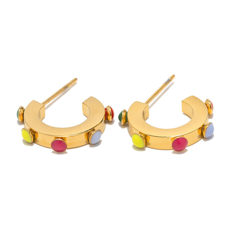 1 Pair Modern Style C Shape Plating Inlay Stainless Steel Pearl 18k Gold Plated Ear Studs