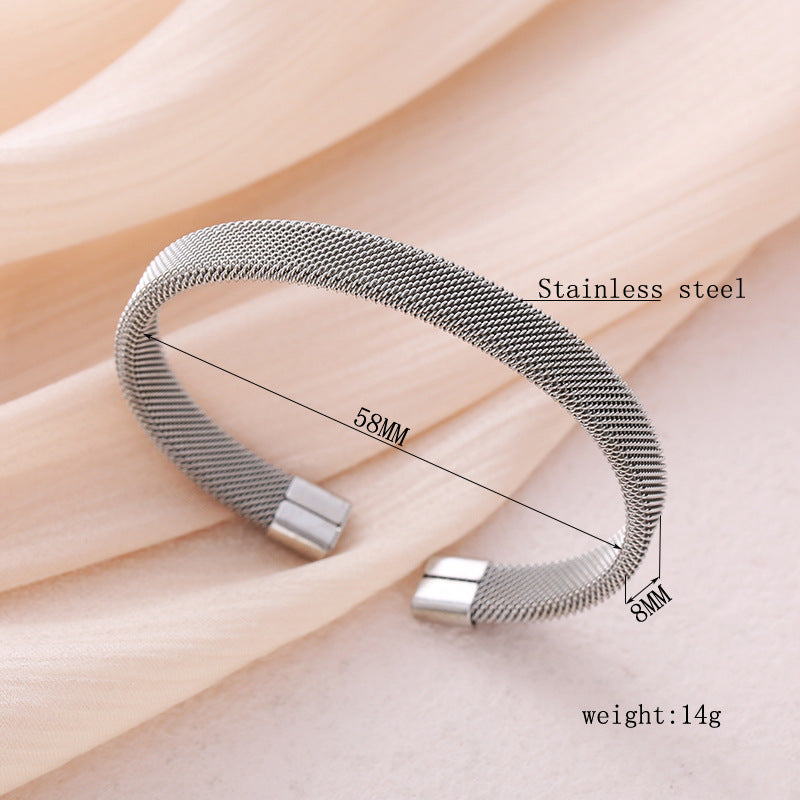 Ins Style Simple Style C Shape Solid Color Stainless Steel Plating Cuff Bracelets