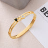 Ins Style Simple Style Heart Shape Stainless Steel Plating Inlay Rhinestones 18k Gold Plated Bangle