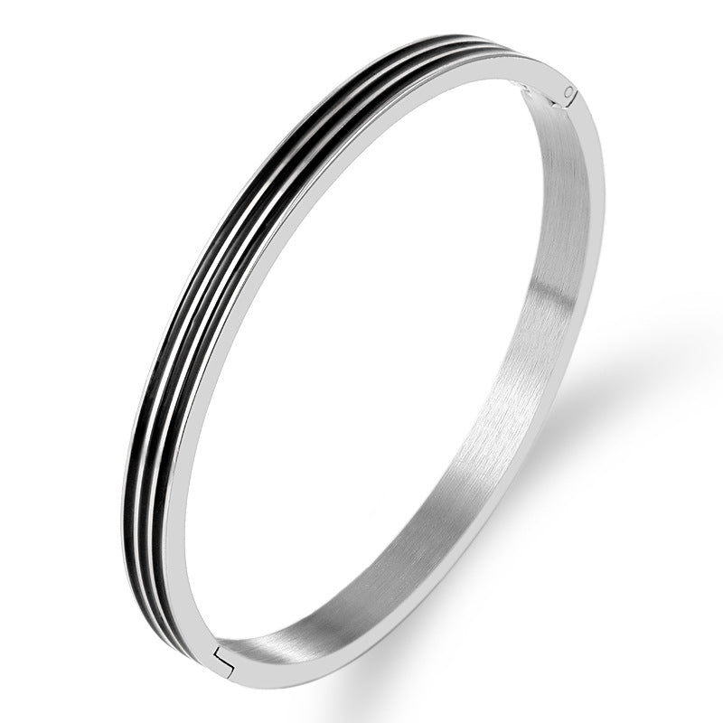 Streetwear Stripe Stainless Steel Bangle In Bulk