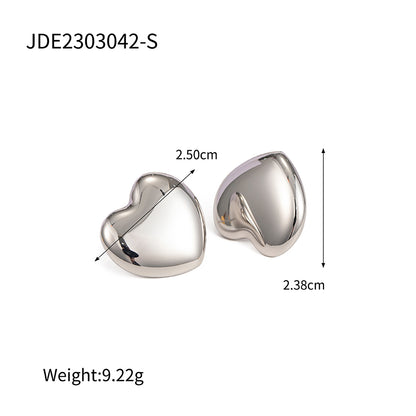 1 Pair Ins Style Heart Shape Stainless Steel Ear Studs