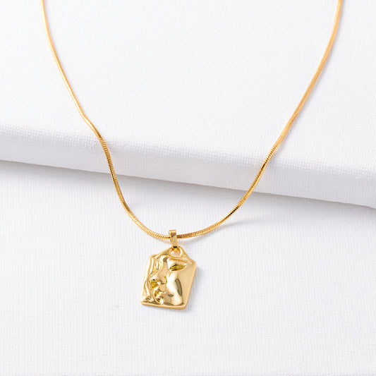 Casual Simple Style Human Face Freshwater Pearl Brass Beaded Plating Pendant Necklace 1 Piece