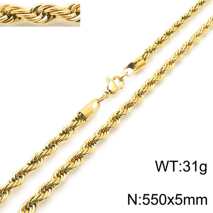 Casual Simple Style Solid Color Stainless Steel Titanium Steel Plating Gold Plated Necklace