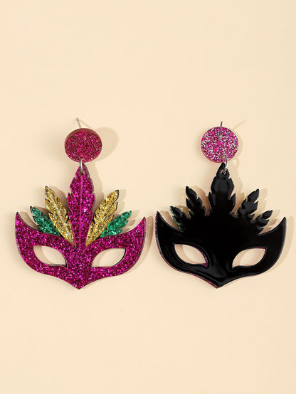 Cartoon Style Retro Mask Arylic Sequins Women's Drop Earrings