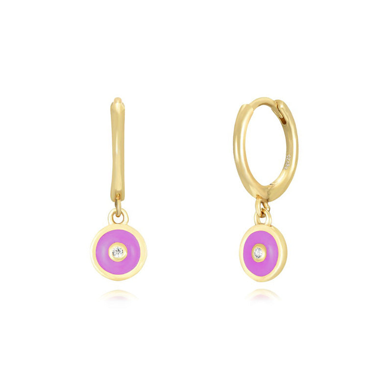 Simple Style Star Heart Shape Eye Copper Drop Earrings Epoxy Gold Plated Zircon Copper Earrings