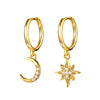 1 Pair Modern Style Star Moon Copper Plating Inlay Artificial Gemstones Earrings