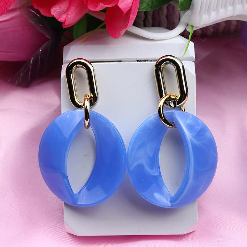 Roman Style Solid Color Arylic Polishing Women's Drop Earrings