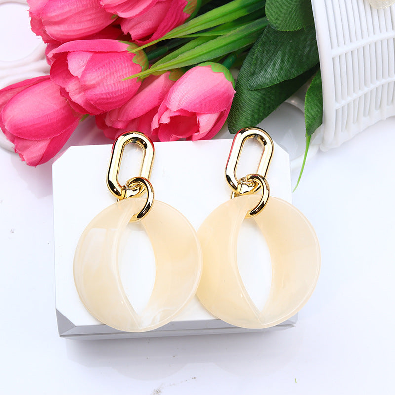 Roman Style Solid Color Arylic Polishing Women's Drop Earrings