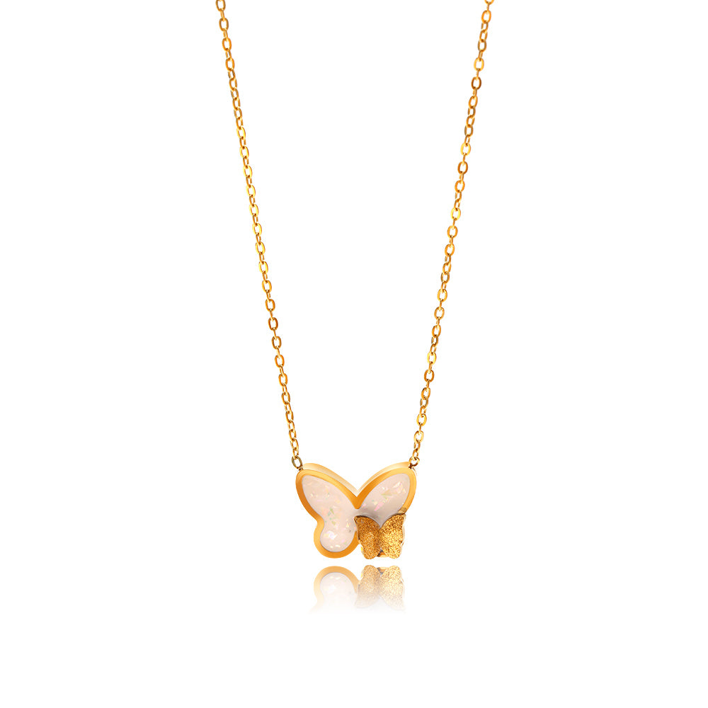 Sweet Butterfly Stainless Steel Patchwork Necklace