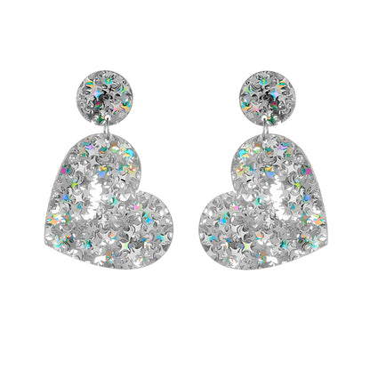 Modern Style Round Heart Shape Arylic Sequins Women's Drop Earrings