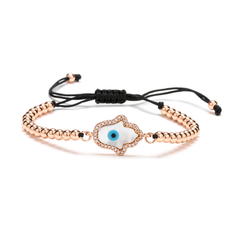 Stainless Steel Copper Classic Style Hand Of Fatima Plating Inlay Zircon Bracelets