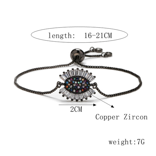 Copper Glam Classic Style Geometric Devil's Eye Hand Of Fatima Plating Inlay Zircon Bracelets