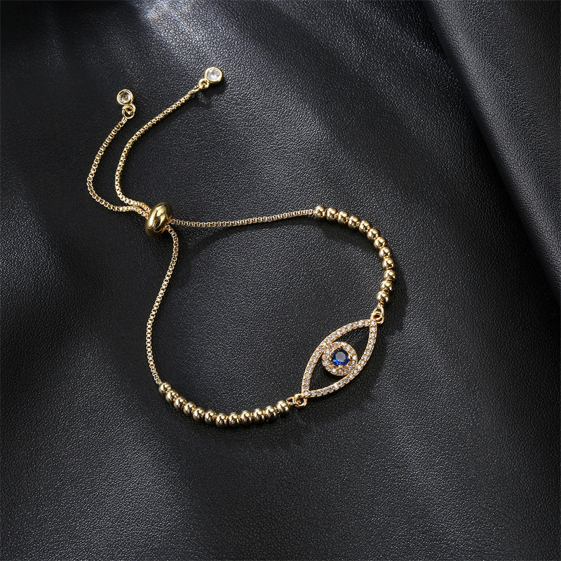 Luxurious Classic Style Commute Eye Copper Zircon Bracelets In Bulk