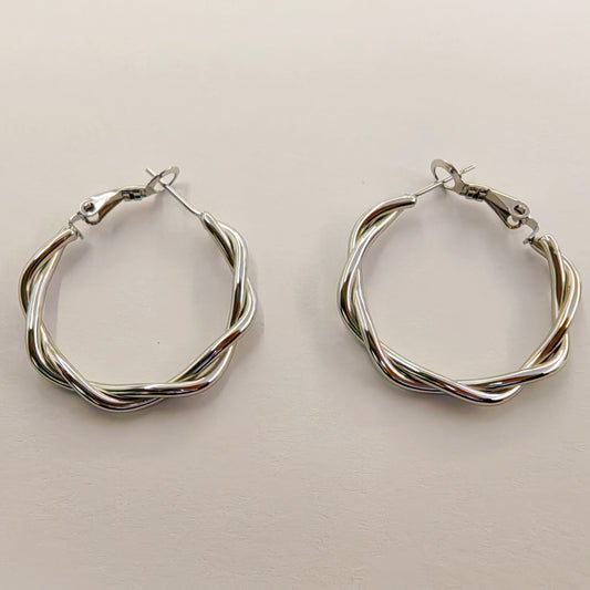 1 Pair Modern Style Simple Style Twist Stainless Steel Titanium Steel Plating Earrings