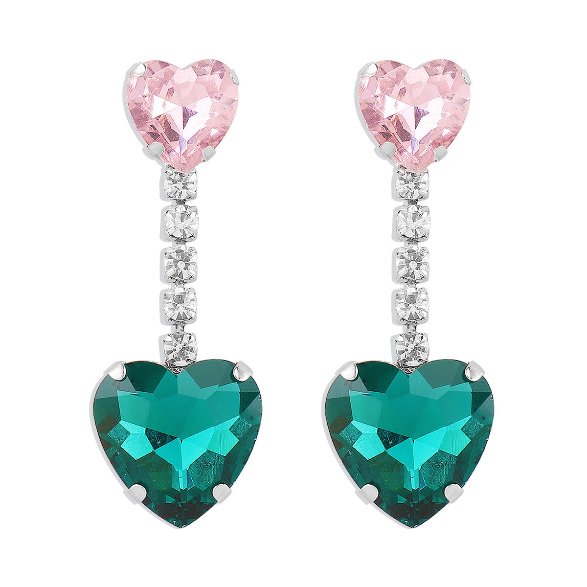 Shiny Heart Shape Alloy Inlay Rhinestones Women's Drop Earrings