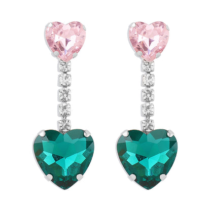 Shiny Heart Shape Alloy Inlay Rhinestones Women's Drop Earrings