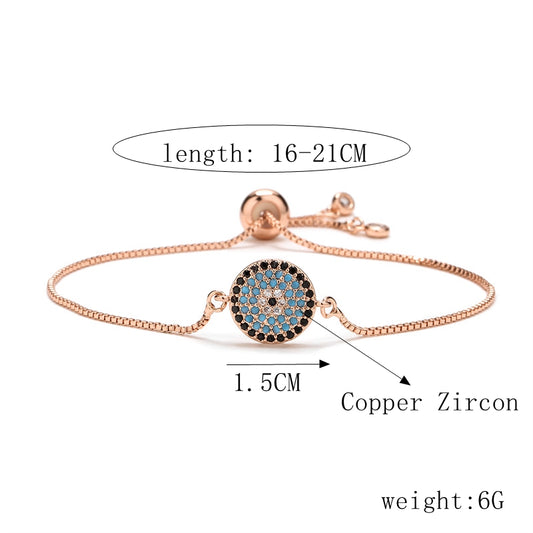 Luxurious Classic Style Commute Eye Copper Zircon Bracelets In Bulk