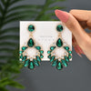 1 Pair Luxurious Geometric Inlay Alloy Rhinestones Glass Gold Plated Chandelier Earrings Drop Earrings