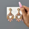 1 Pair Luxurious Geometric Inlay Alloy Rhinestones Glass Gold Plated Chandelier Earrings Drop Earrings