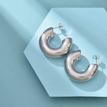 1 Pair Simple Style C Shape Plating Stainless Steel Titanium Steel Ear Studs