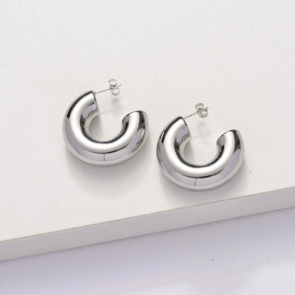 1 Pair Simple Style C Shape Plating Stainless Steel Titanium Steel Ear Studs