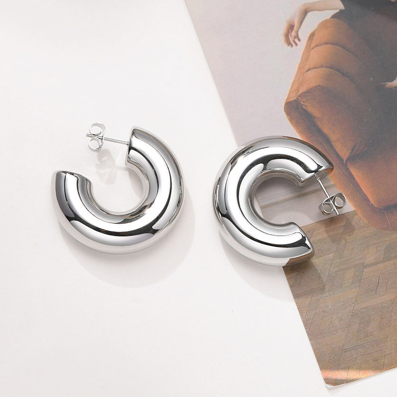 1 Pair Simple Style C Shape Plating Stainless Steel Titanium Steel Ear Studs