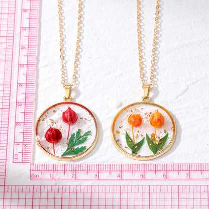 Sweet Simple Style Flower Resin Epoxy Women's Pendant Necklace