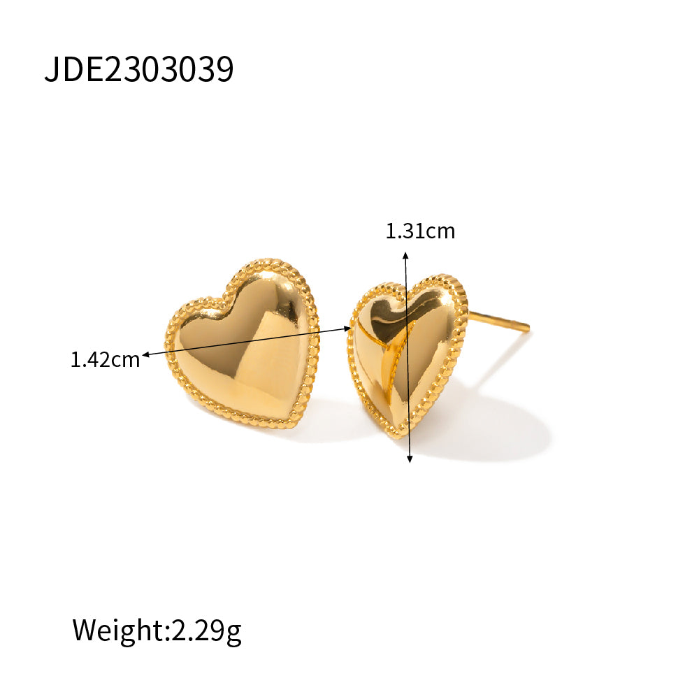 1 Pair Ins Style Basic Heart Shape Stainless Steel Plating 18k Gold Plated Ear Studs