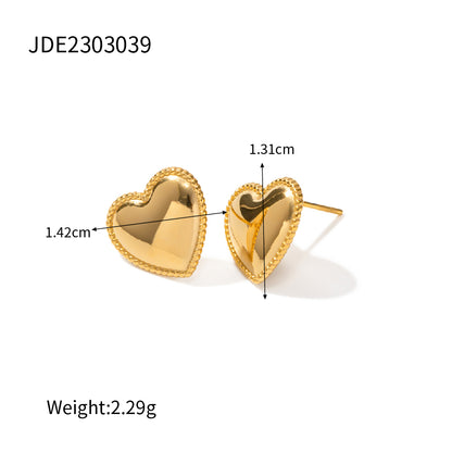 1 Pair Ins Style Basic Heart Shape Stainless Steel Plating 18k Gold Plated Ear Studs