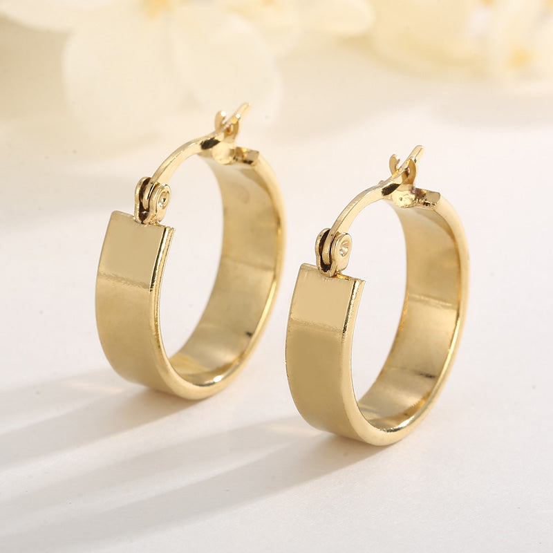 1 Pair Retro Streetwear Solid Color Stainless Steel Plating 18k Gold Plated Hoop Earrings