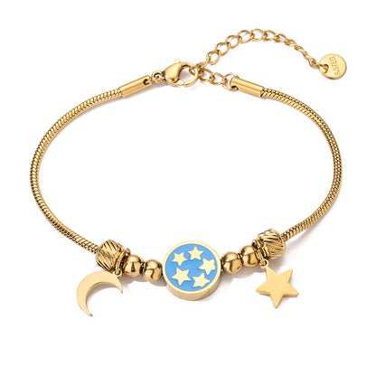 Modern Style Star Moon Titanium Steel Plating 18k Gold Plated Bracelets