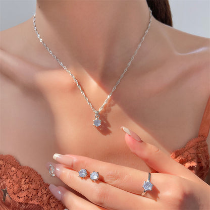 Streetwear Shiny Water Droplets Heart Shape Snowflake 18k Gold Plated Gold Plated Silver Plated Rhinestones Pearl Zircon Metal Copper Wholesale Jewelry Set