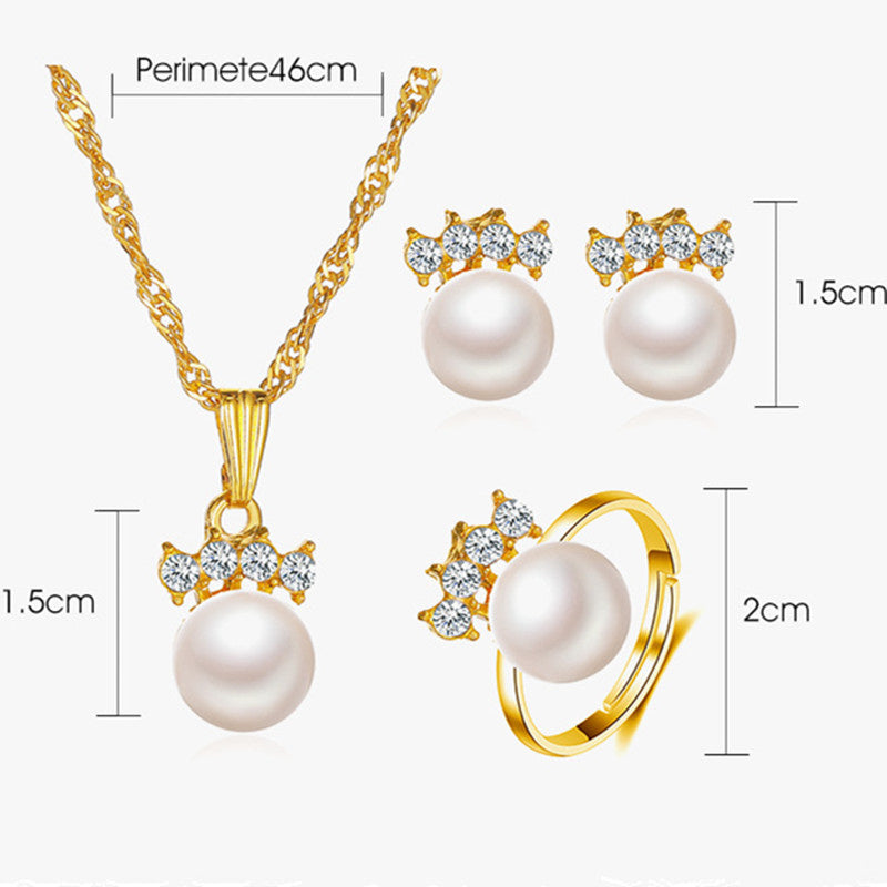 Streetwear Shiny Water Droplets Heart Shape Snowflake 18k Gold Plated Gold Plated Silver Plated Rhinestones Pearl Zircon Metal Copper Wholesale Jewelry Set