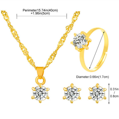 Streetwear Shiny Water Droplets Heart Shape Snowflake 18k Gold Plated Gold Plated Silver Plated Rhinestones Pearl Zircon Metal Copper Wholesale Jewelry Set