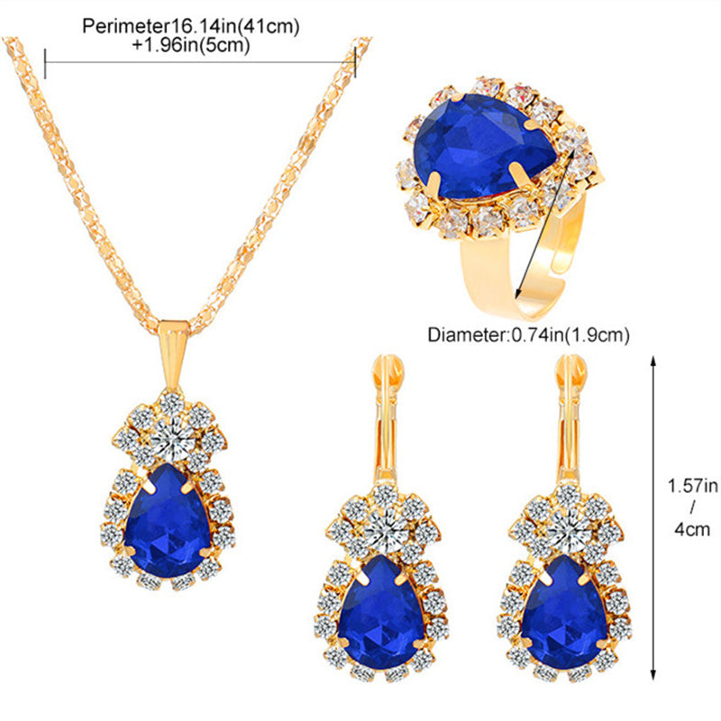 Streetwear Shiny Water Droplets Heart Shape Snowflake 18k Gold Plated Gold Plated Silver Plated Rhinestones Pearl Zircon Metal Copper Wholesale Jewelry Set