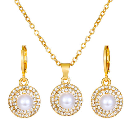 Streetwear Shiny Water Droplets Heart Shape Snowflake 18k Gold Plated Gold Plated Silver Plated Rhinestones Pearl Zircon Metal Copper Wholesale Jewelry Set