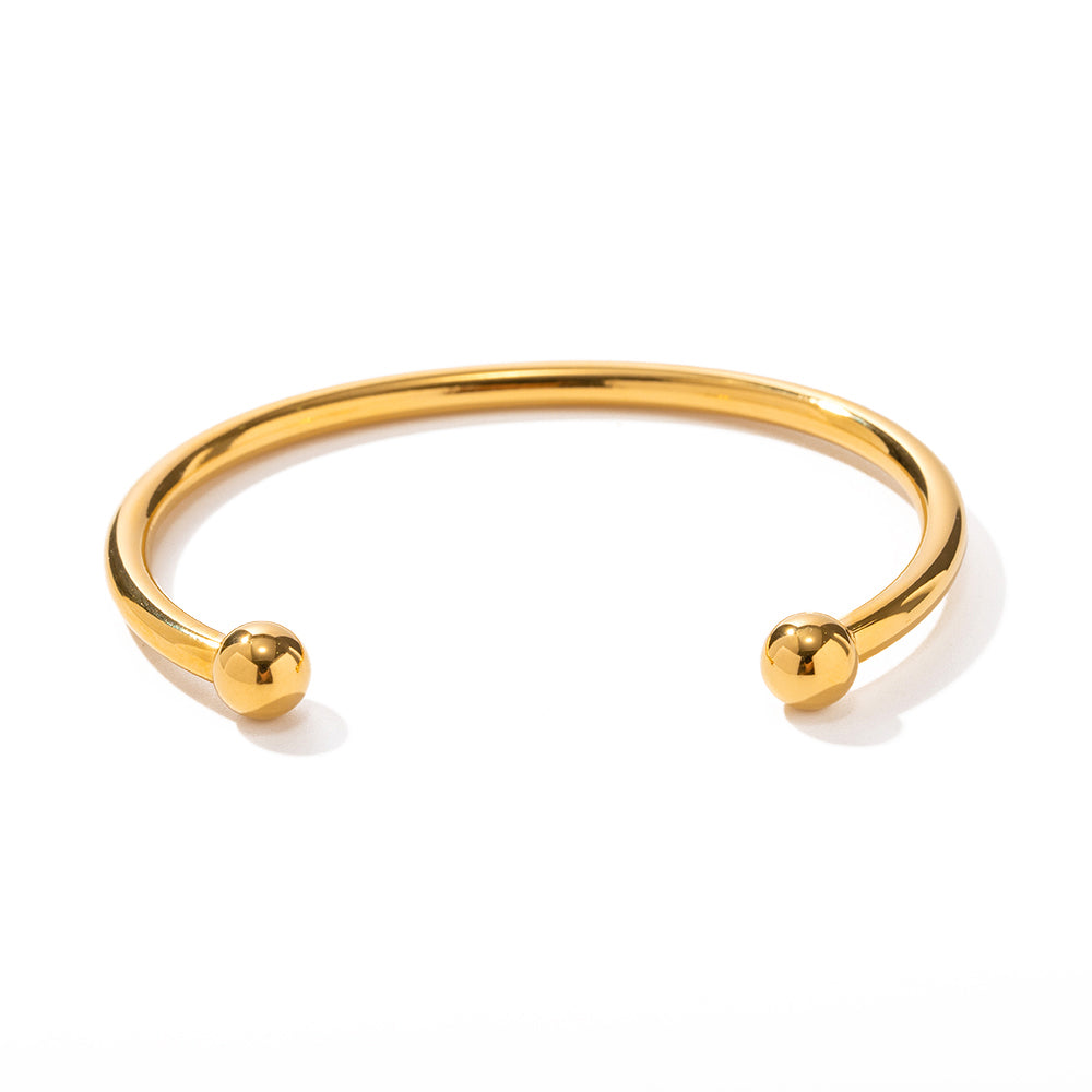 Ins Style Simple Style Solid Color Stainless Steel Plating 18k Gold Plated Cuff Bracelets